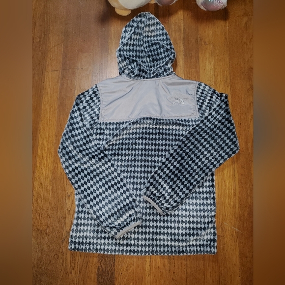 The North Face Girls' Gray Patterned Full Zip Jacket with Hood - Picture 3 of 12